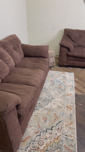 FREE DELIVERY! 🚚 - Chocolate Brown Microfiber 3 Seater Couch & Loveseat Set