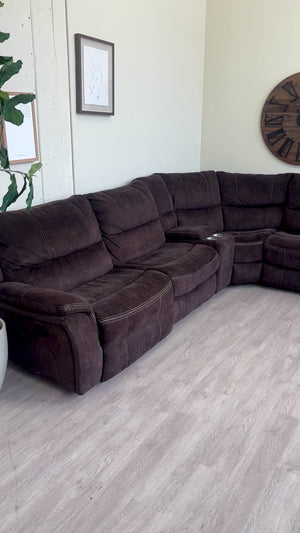 FREE DELIVERY! 🚚 - Dark Brown Rearrangeable Recliner Sectional Couch with Cupholders and Storage