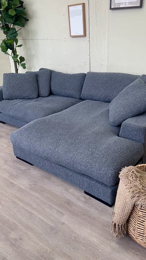 FREE DELIVERY! 🚚 - Bluish Gray Modern Deep-Seated Sectional Couch with Reversible Chaise