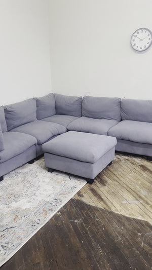 FREE DELIVERY! 🚚 - Cloud Dupe Blueish Gray Rearrangeable Sectional Couch with Ottoman Set