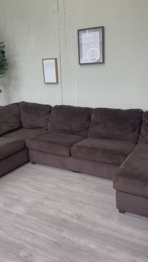 FREE DELIVERY! 🚚 - Brown Modern Fuzzy U Sectional Couch with Chaise